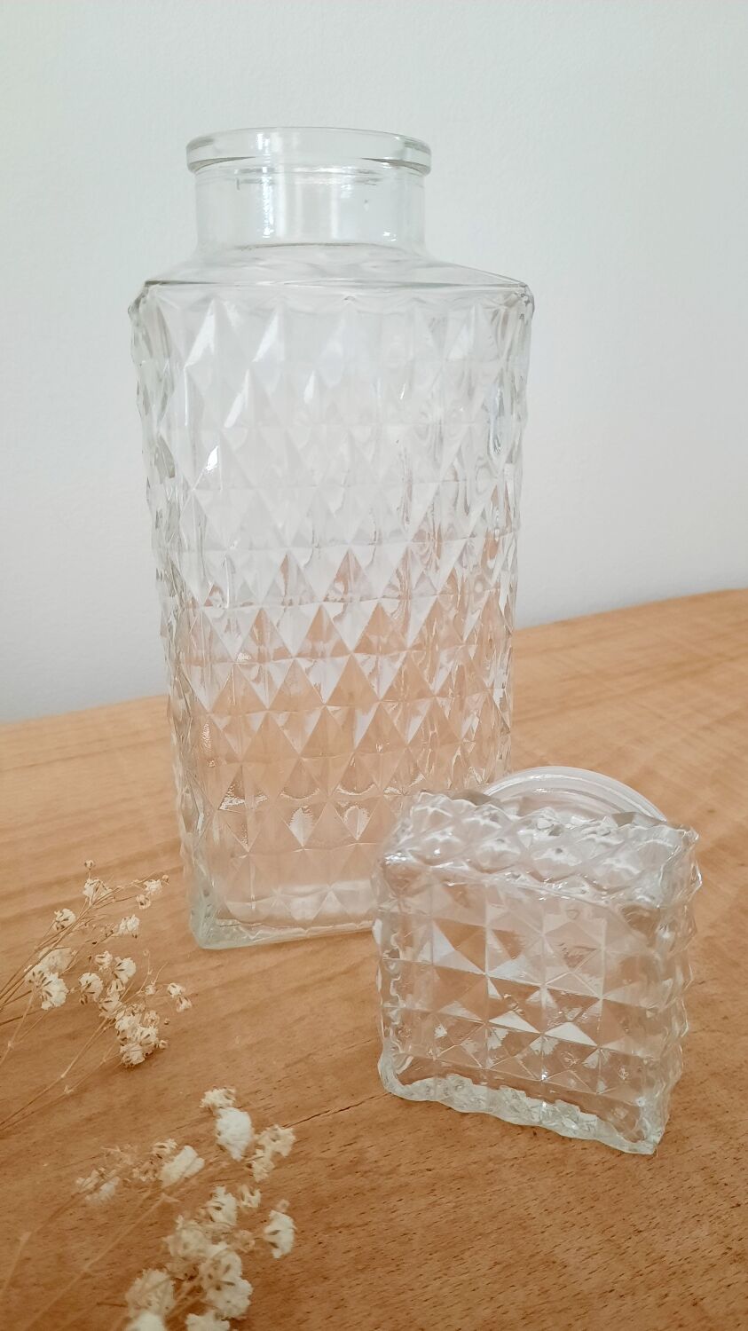 Carved glass decanter