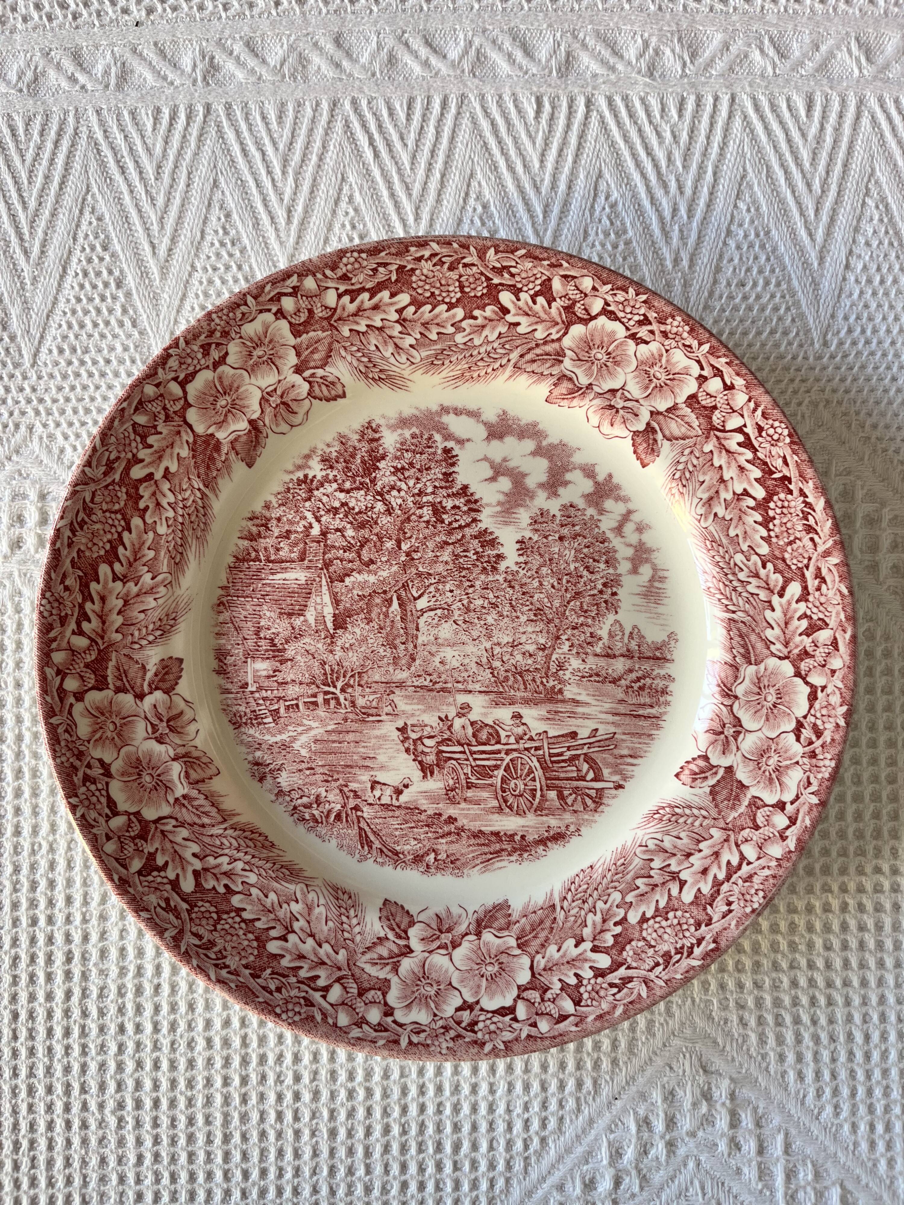 Series of 6 flat plates English earthenware