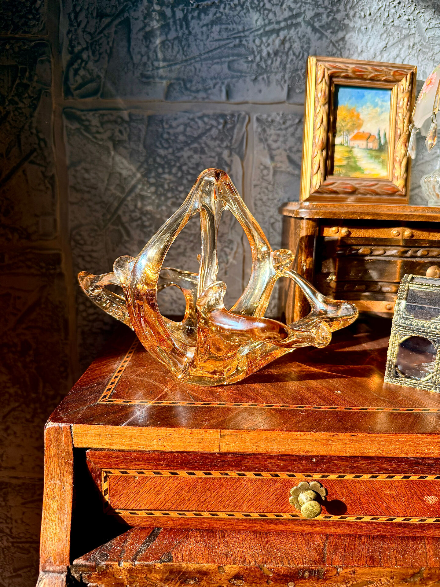 Vintage amber glass Murano cup