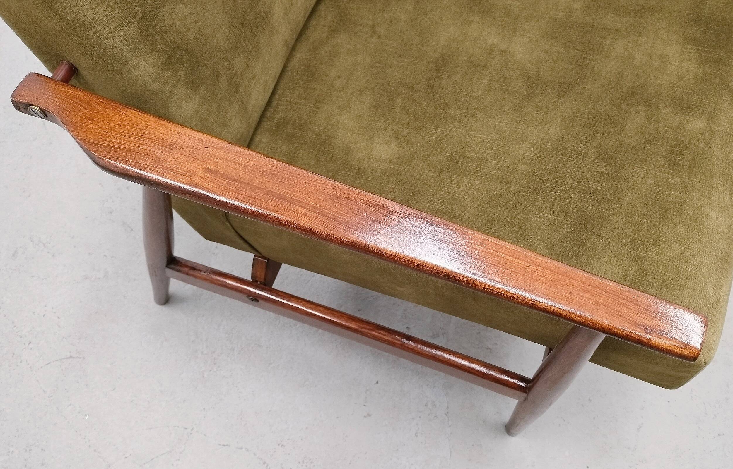 1960 Henryk Lis Mid Century Armchair in Forest Green Velvet