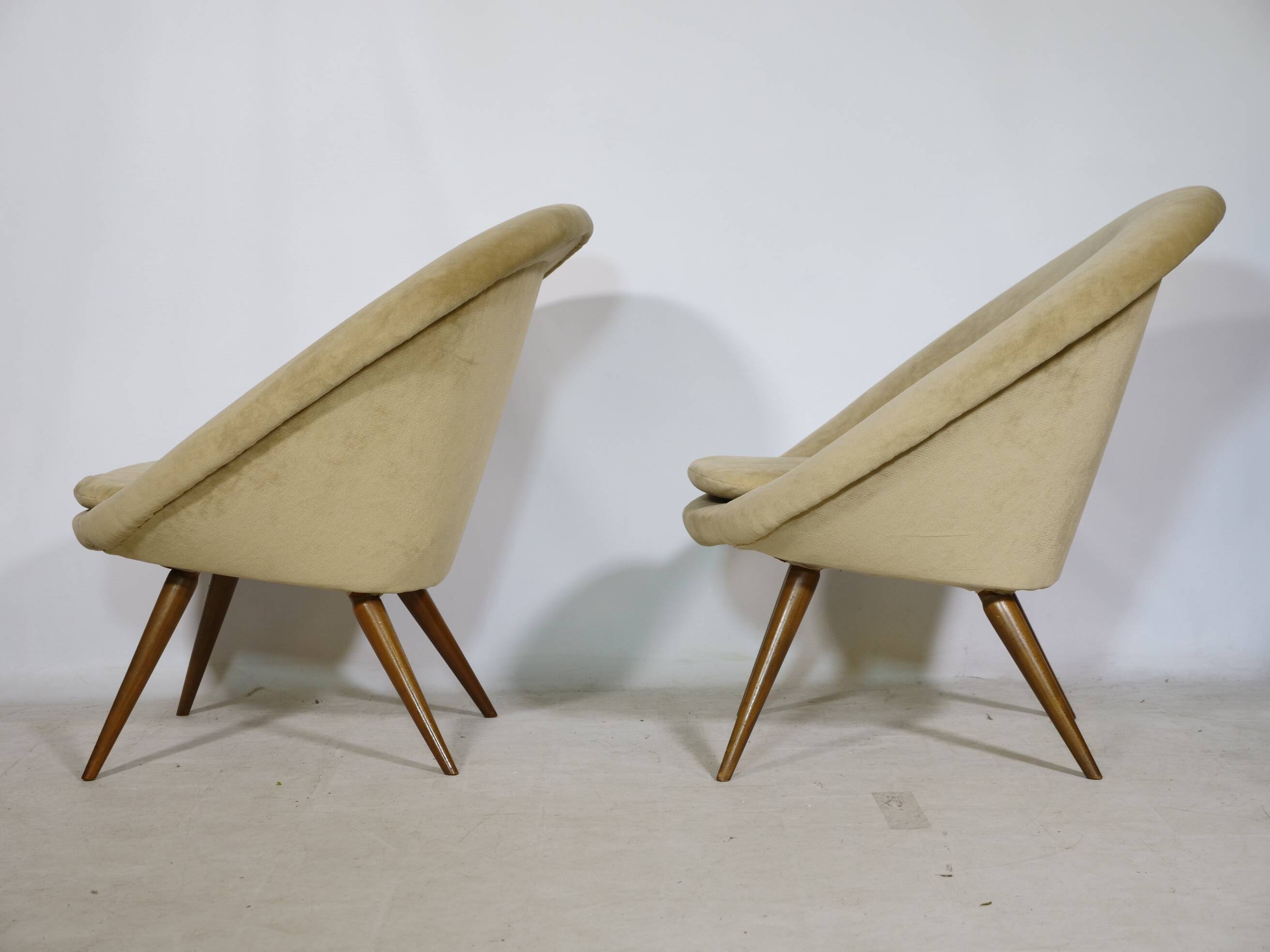 Mid-Century Shell Lounge Chairs in the Style of Jean Royère, Set of 2, 1950