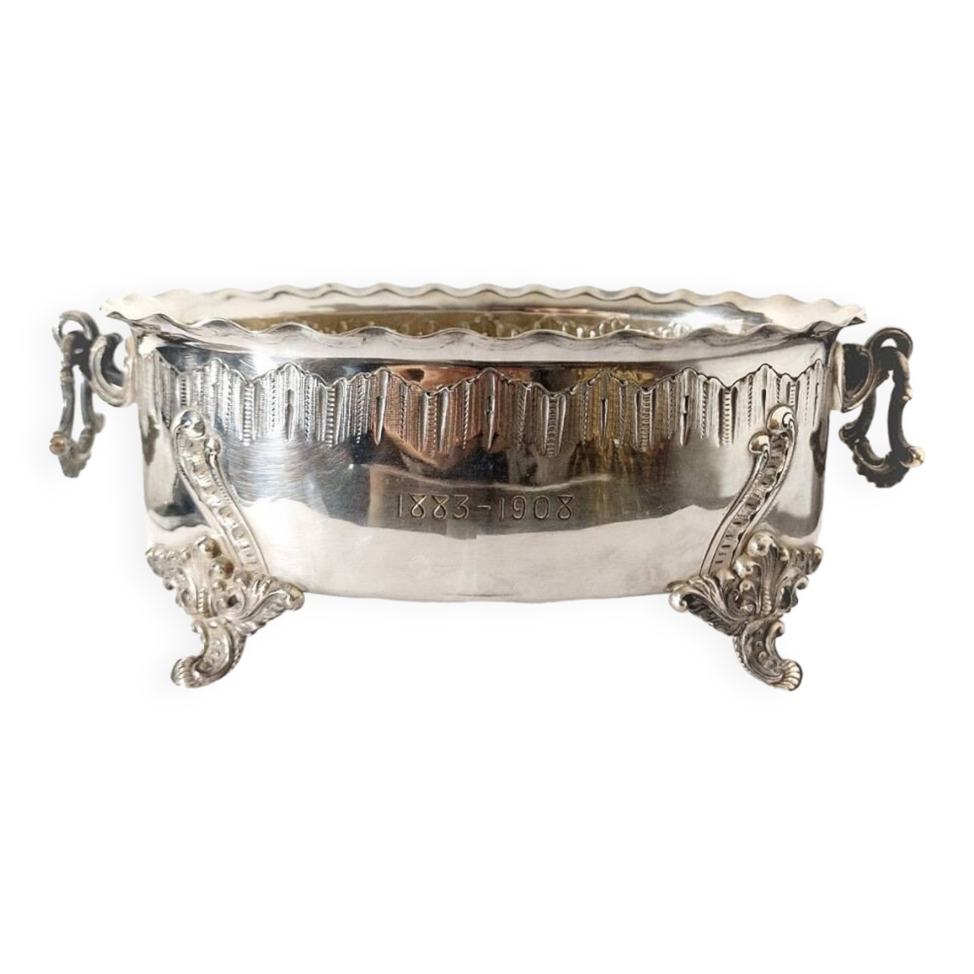 Vintage Wiskemann silver metal planter