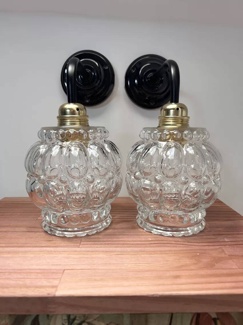 Pair of antique glass wall sconces