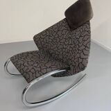 French design rocking chair in fabric and metal from the 70s/80s