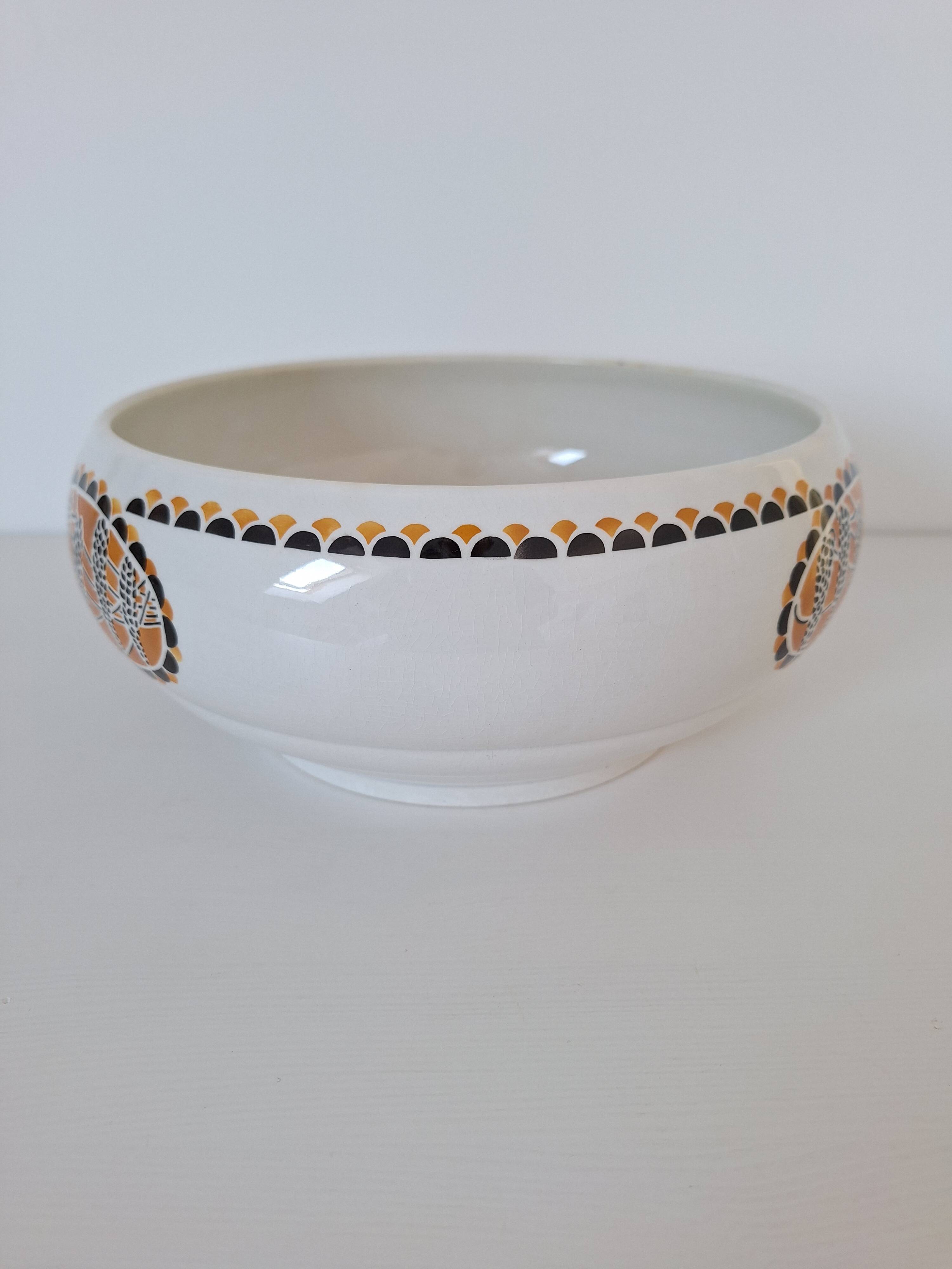 Sarreguemines Nomeny Art Deco Salad Bowl