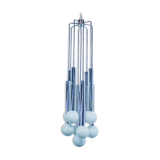 Suspension vintage with 9 bulbs in frosted glass 1960