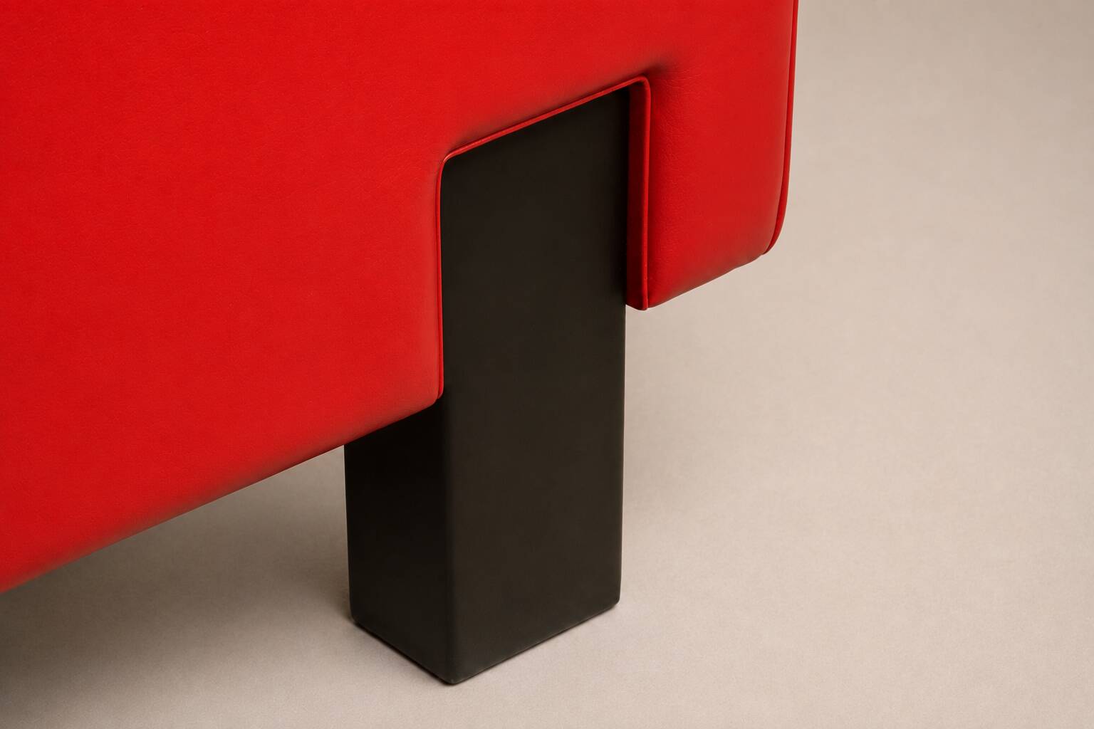 Uchida x Poltrona Frau — Pair of "Moji" armchairs in red leather