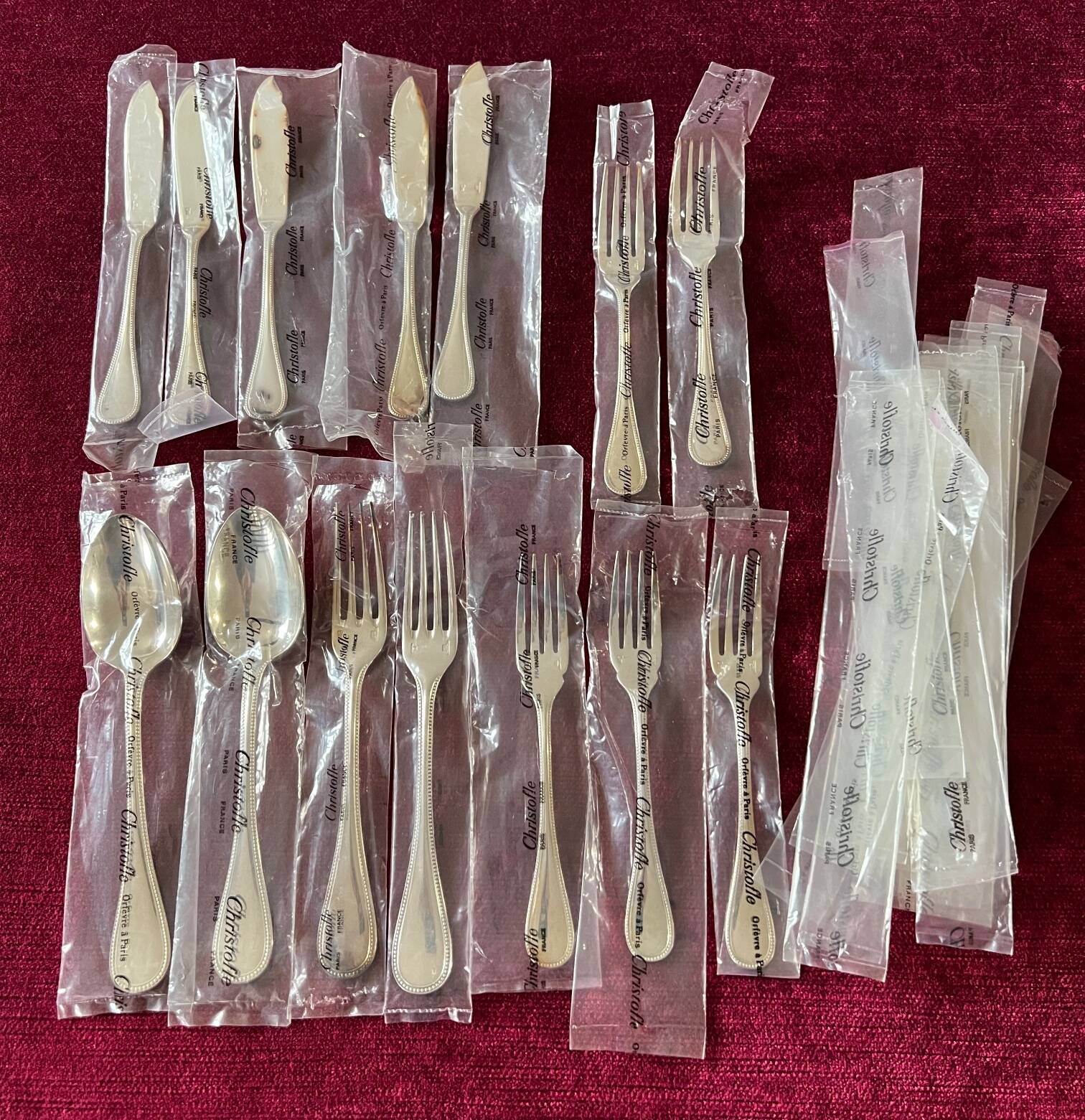Christofle - Christofle cutlery set with silver metal beads for 12 people. 172 items.