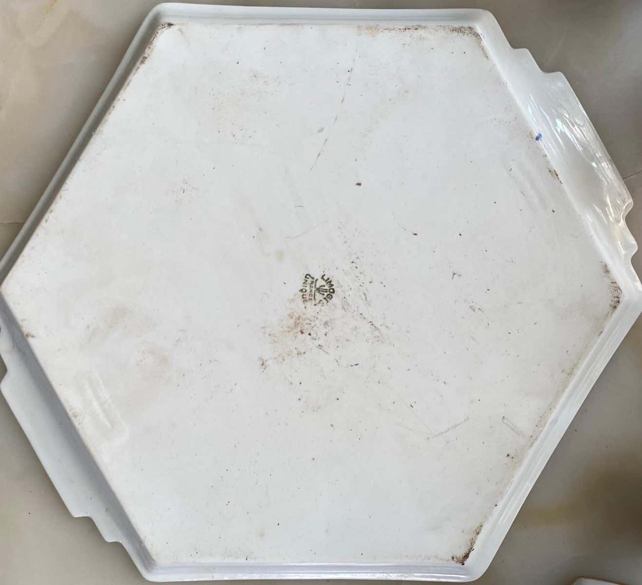 Blue and gold sweet egg set in Limoges porcelain, France, 1928