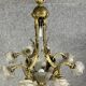 Lustre en bronze doré avec verrerie aux roses et coquilles