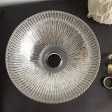 Vintage striped glass holophane pendant light