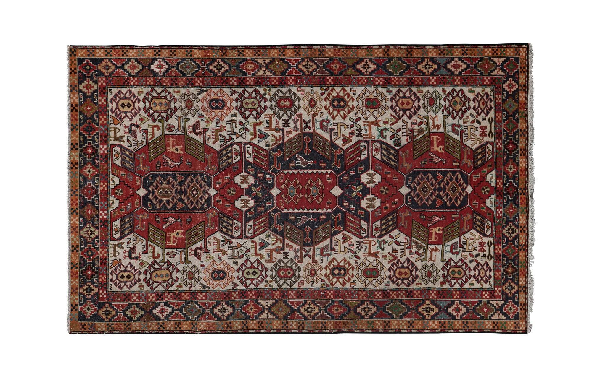 Vintage Turkish kilim handwoven 123x193 cm