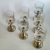 Series of six crystal wine glass with tin foot 9'° 160 ml