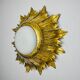 Sun wall lamp by ferro arte, metal and gold leaf, Spain, 1960