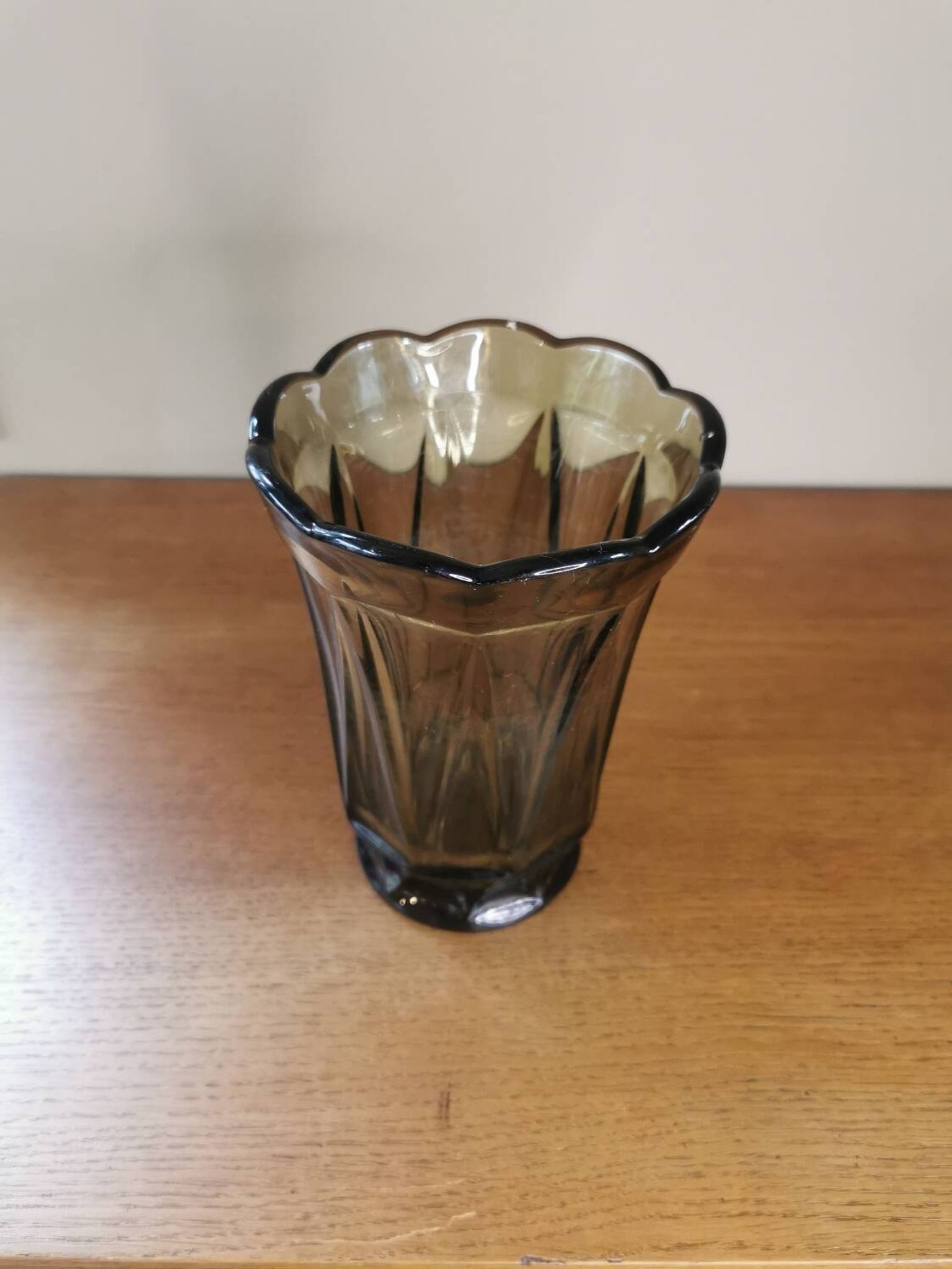 Vase vintage verre fumé
