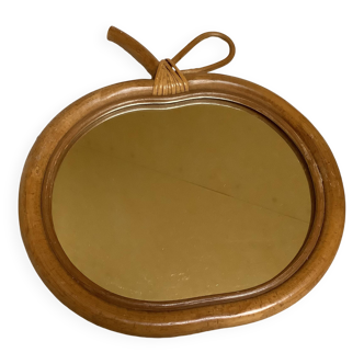 Miroir pomme vintage en bambou