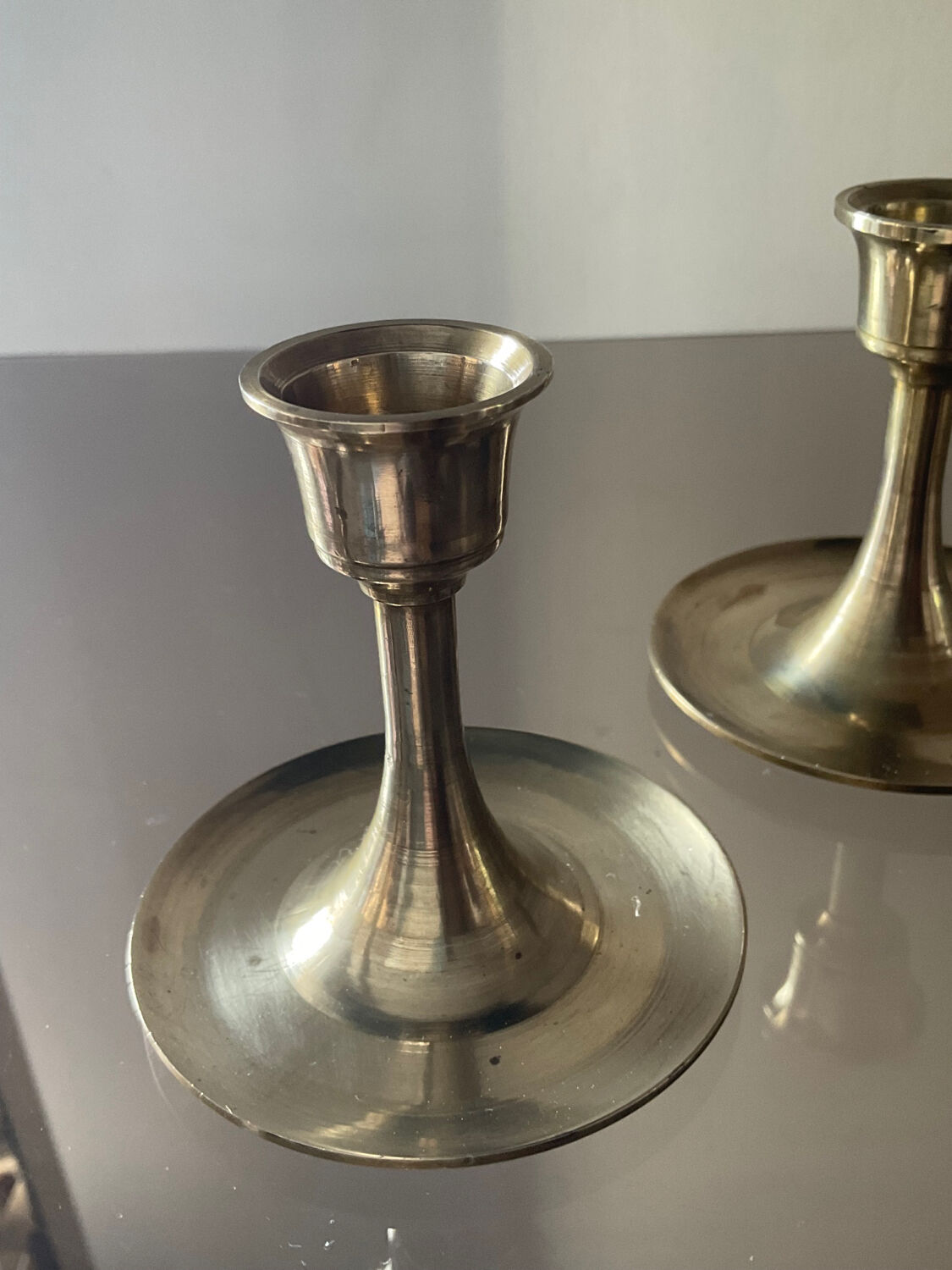 Pair of vintage brass candle holders