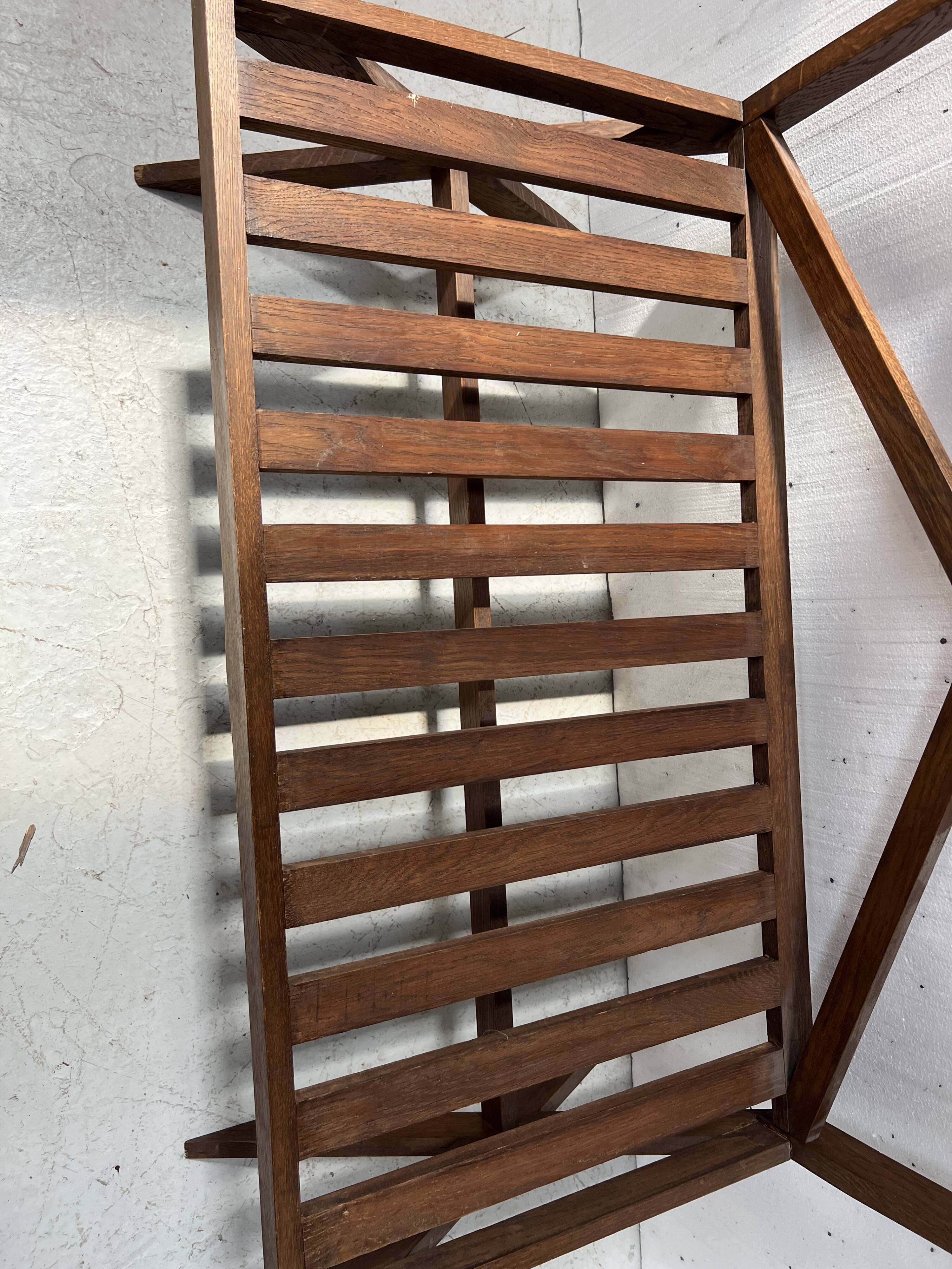 Solid oak terrace bench from the 70s