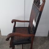 Spain truncated chair solid wood scuplté and leather