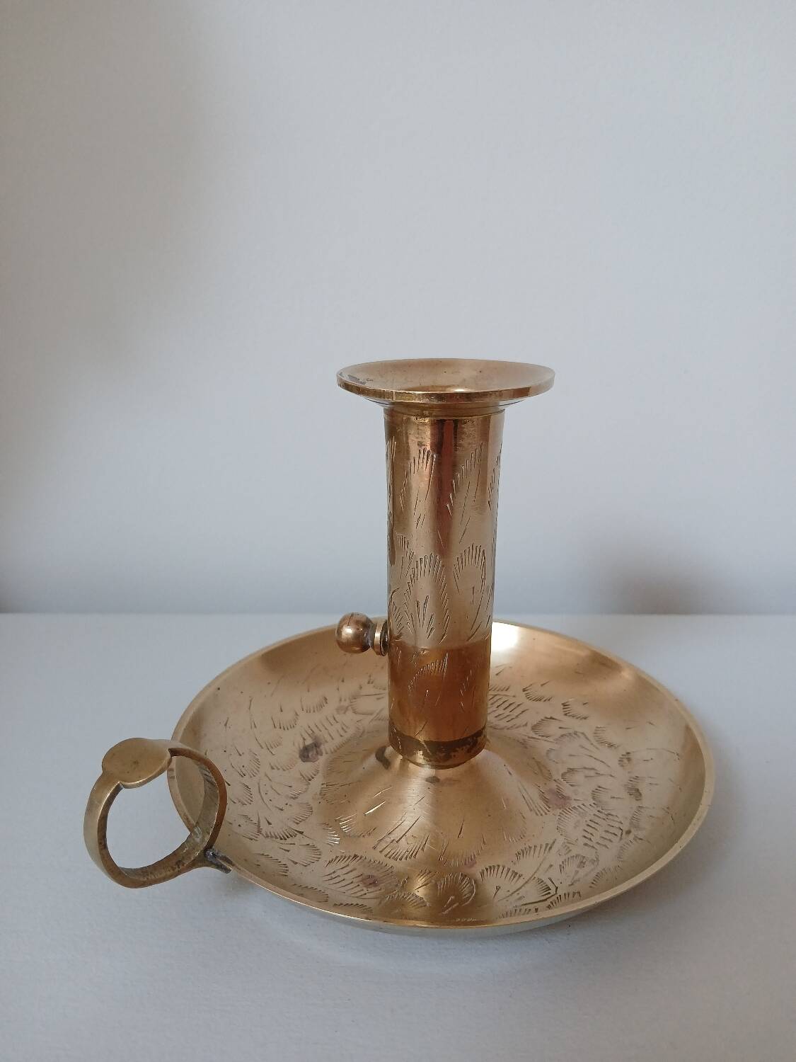 Brass candle holder, cellar rat