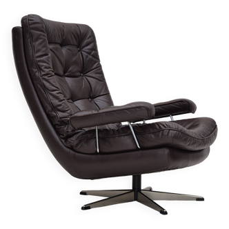 1970s, Danish swivel chair, original condition, brown furniture leather.