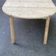 Scandinavian round extendable dining table stripped in solid wood from the 1970s.