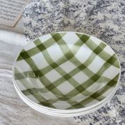 4 vintage deep plates in earthenware Moulin Des Loups model Nappe green