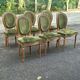Set of 6 Louis XVI medallion chairs in green velvet, 1950.