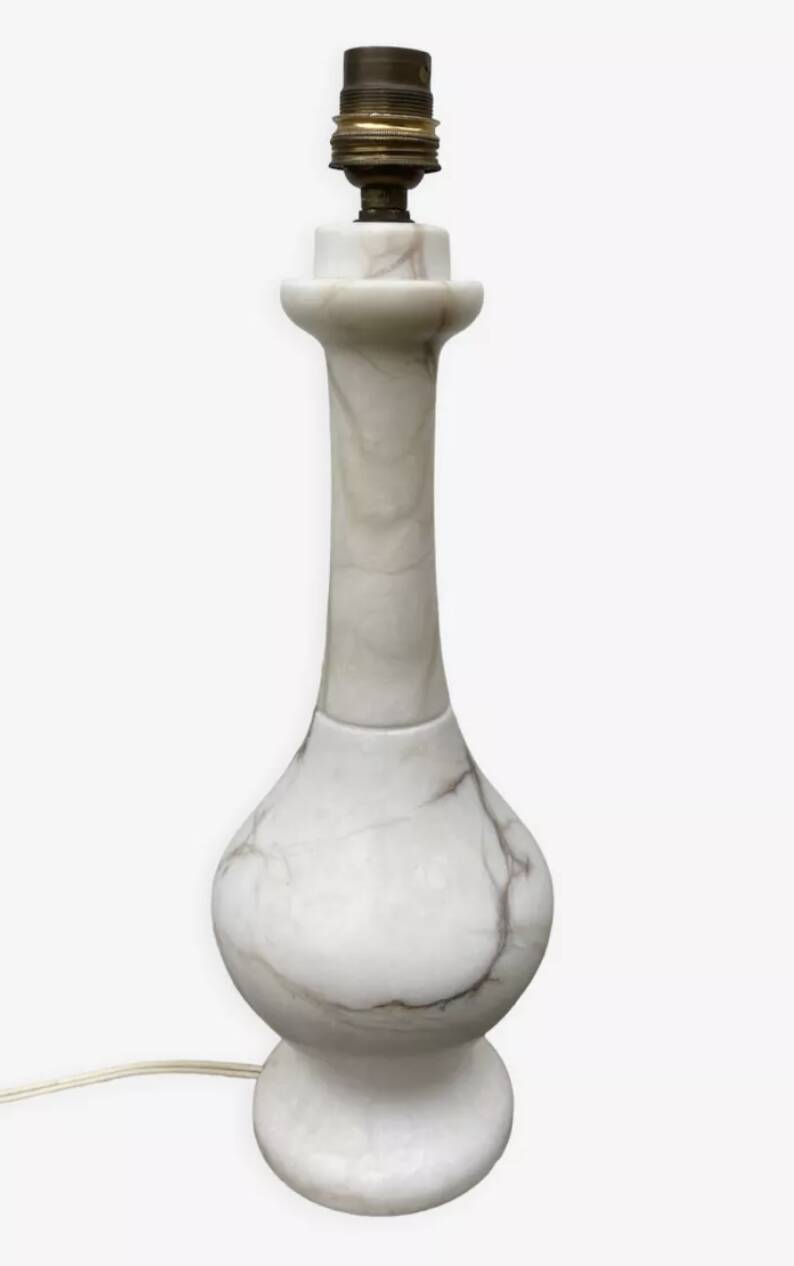 White and gray marble lamp base