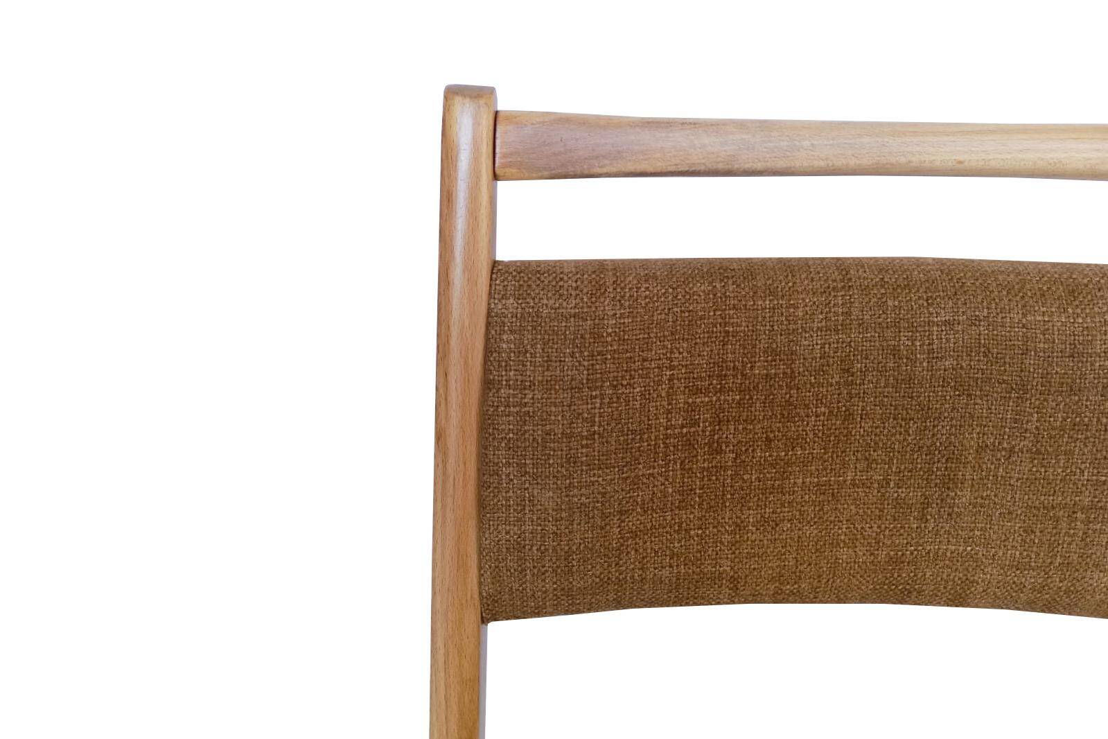 Mid-Century Beech Wood and Tobacco Velvet Jar Chair Wool Millais by Dedar, Poland, 1960s
