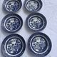 6 soup plates, Willow Churchill model, made in England, Asian landscape