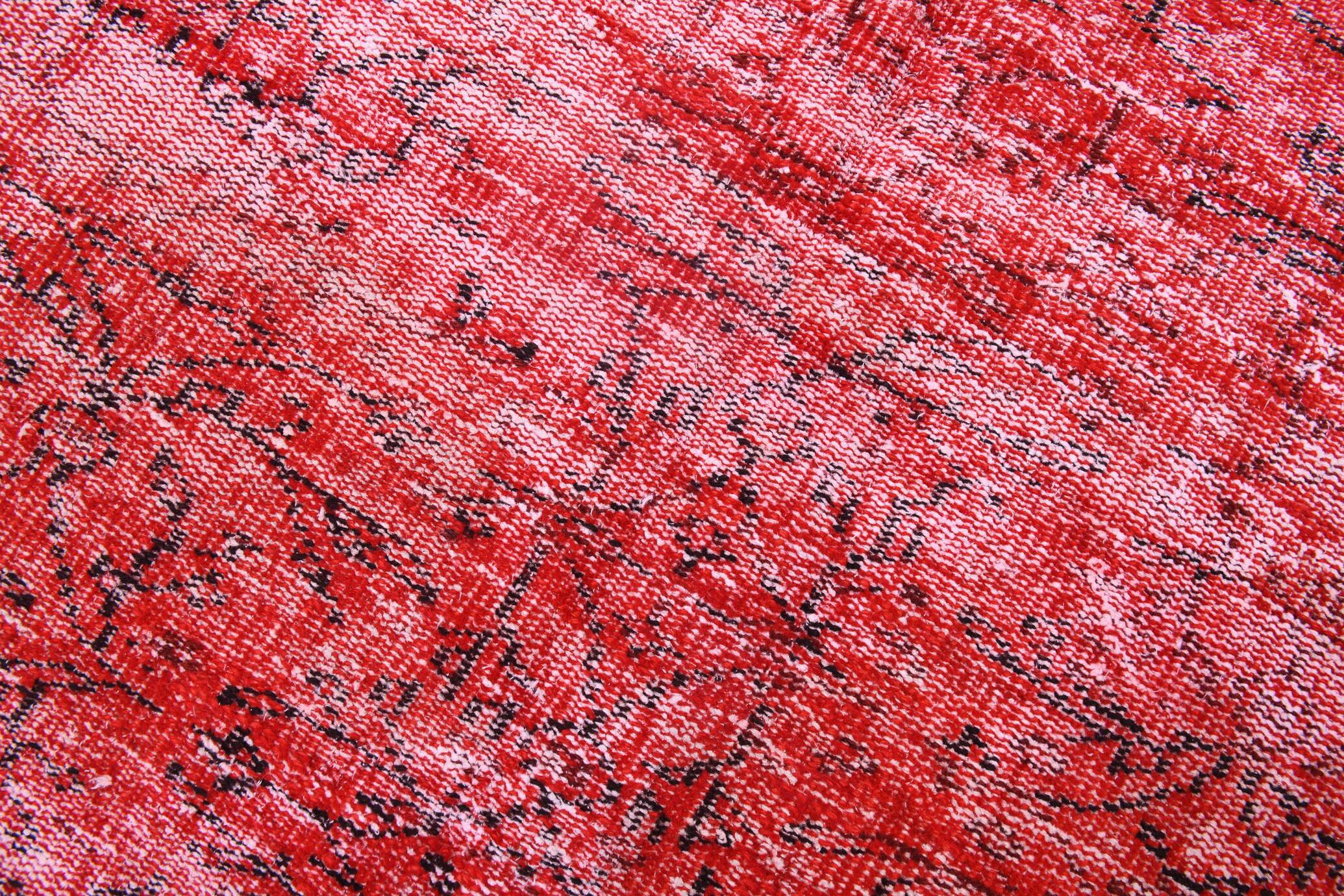 Distressed red carpet 241x165cm