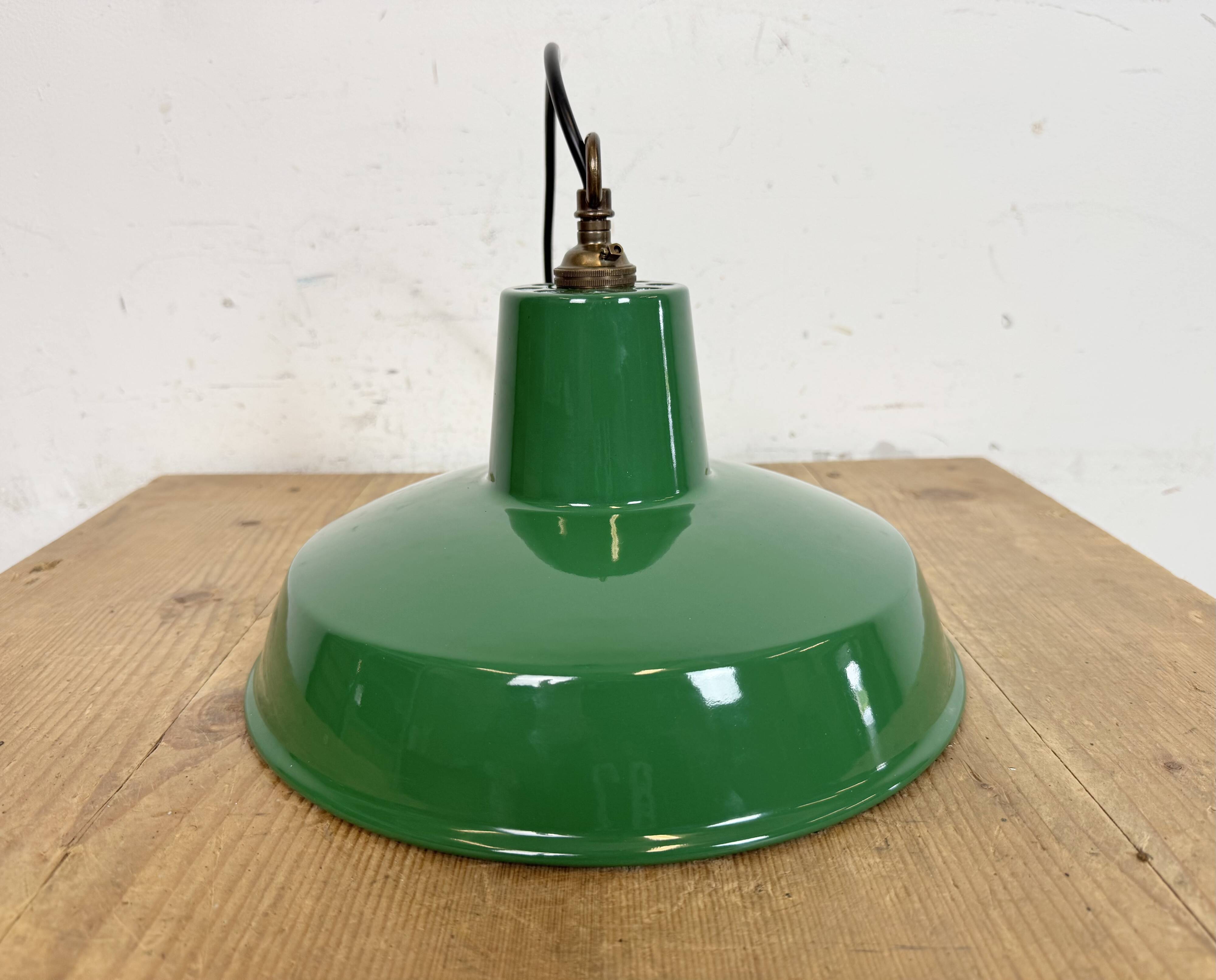 Industrial Green Enamel Factory Pendant Lamp , 1960s