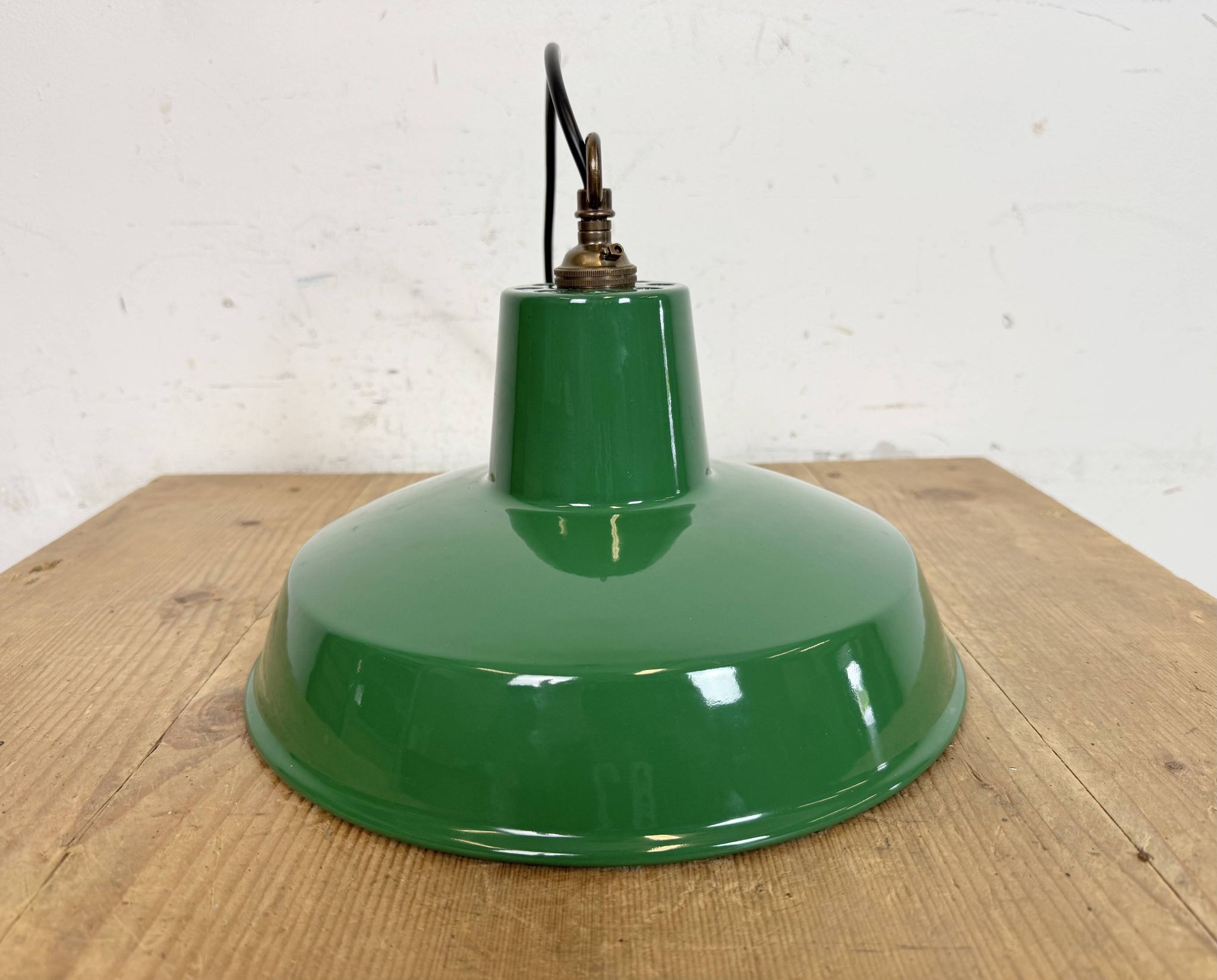 Industrial Green Enamel Factory Pendant Lamp , 1960s