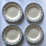 6 flat antique plates in blue white earthenware