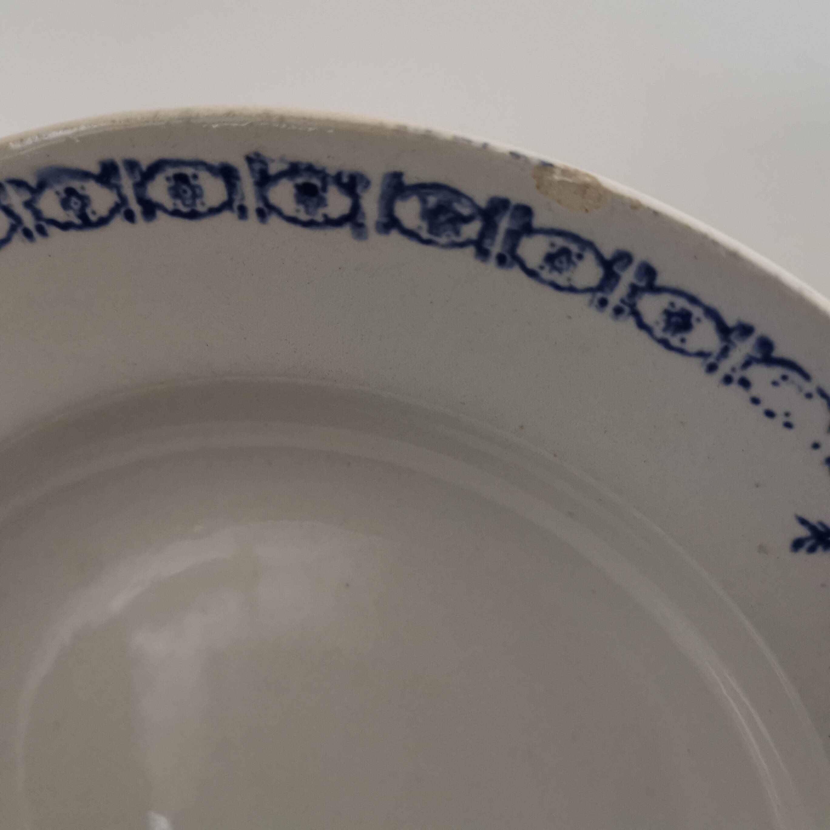 3 soup plates with blue frieze & St Amand fans