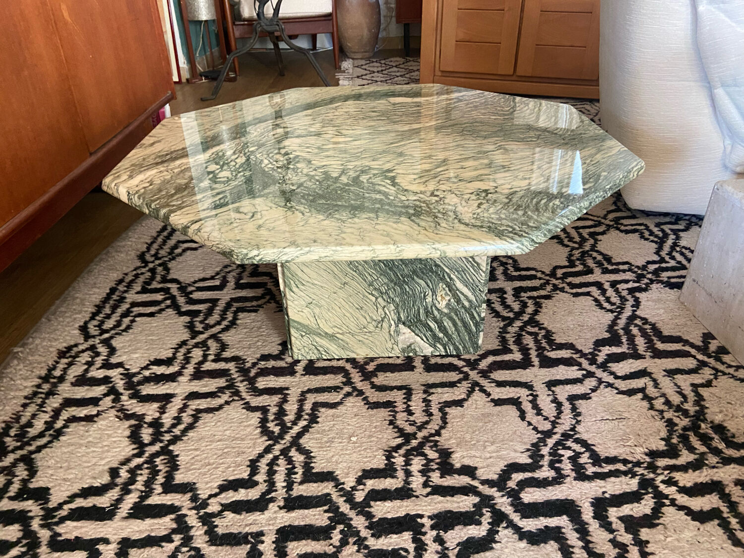 Octagonal marble coffee table