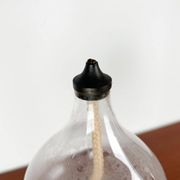 Mid-century Danish wrought iron and glass table oil lamp, 1960s.