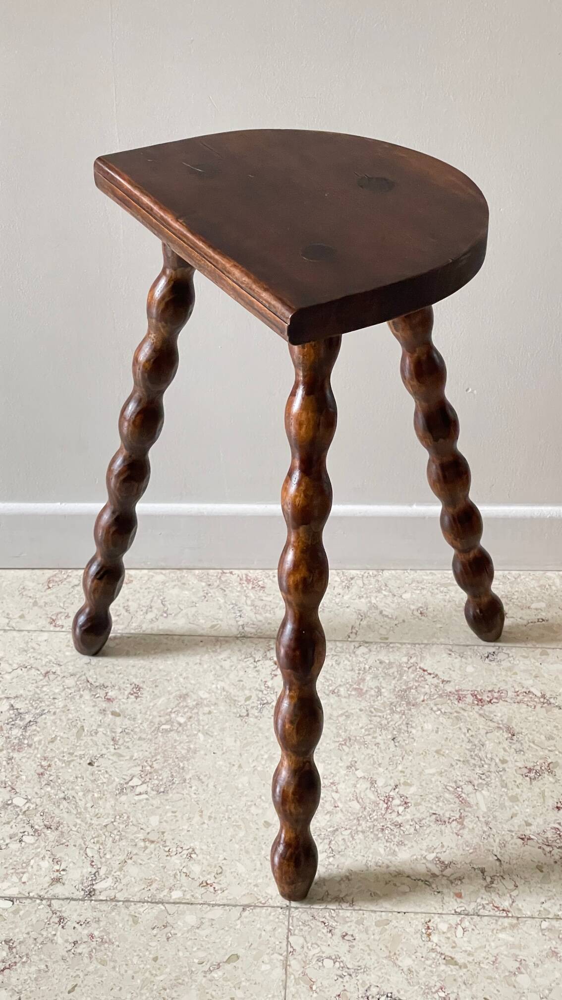 Vintage turned tripod wooden stool