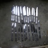 Part of art nouveau style cutlery set. made of silver metal. 48 pieces.
