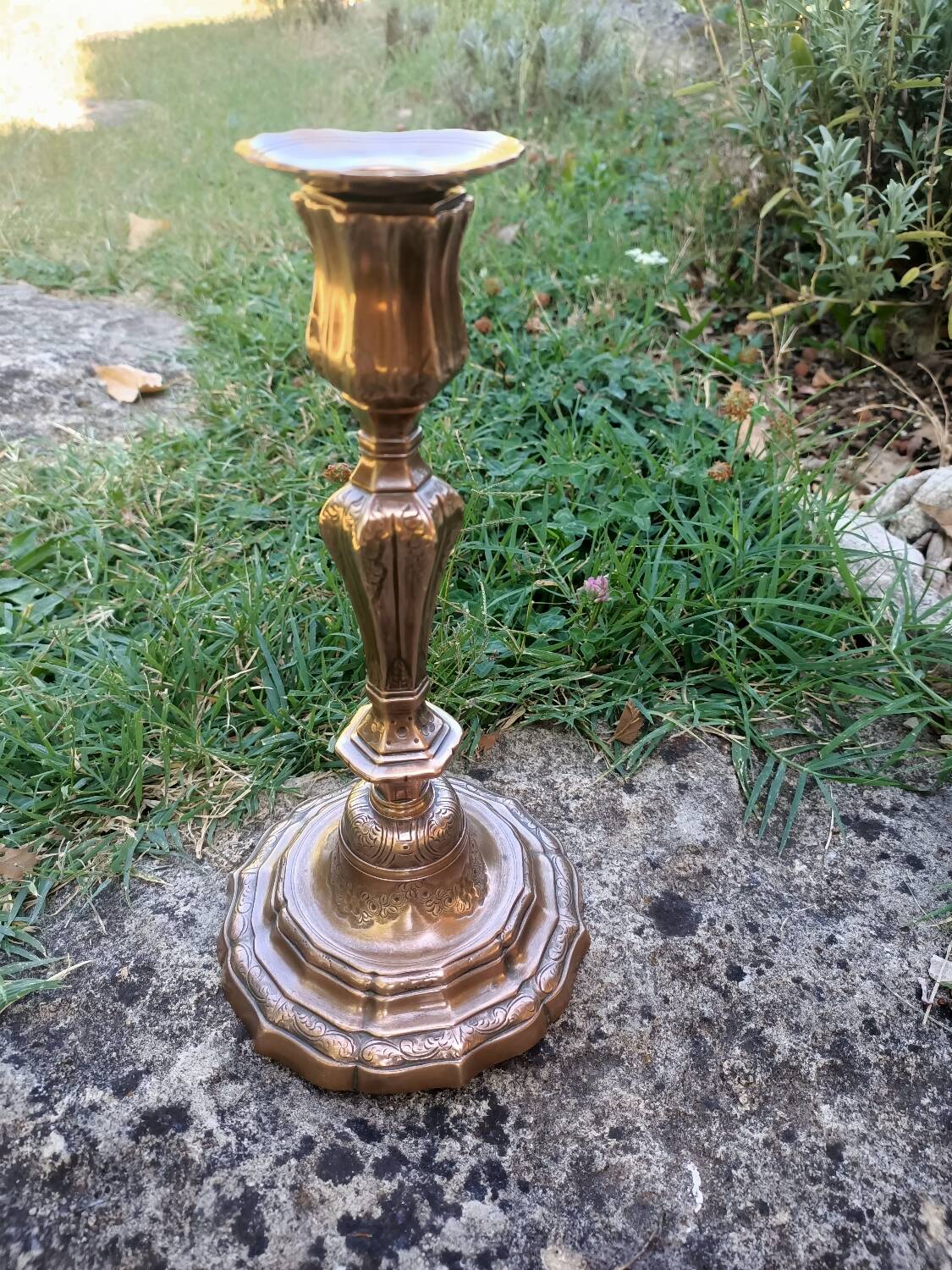 18th century chiseled bronze candlestick