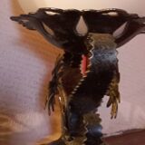 Pair of vintage wrought iron and opaline lamps from the 1960s.