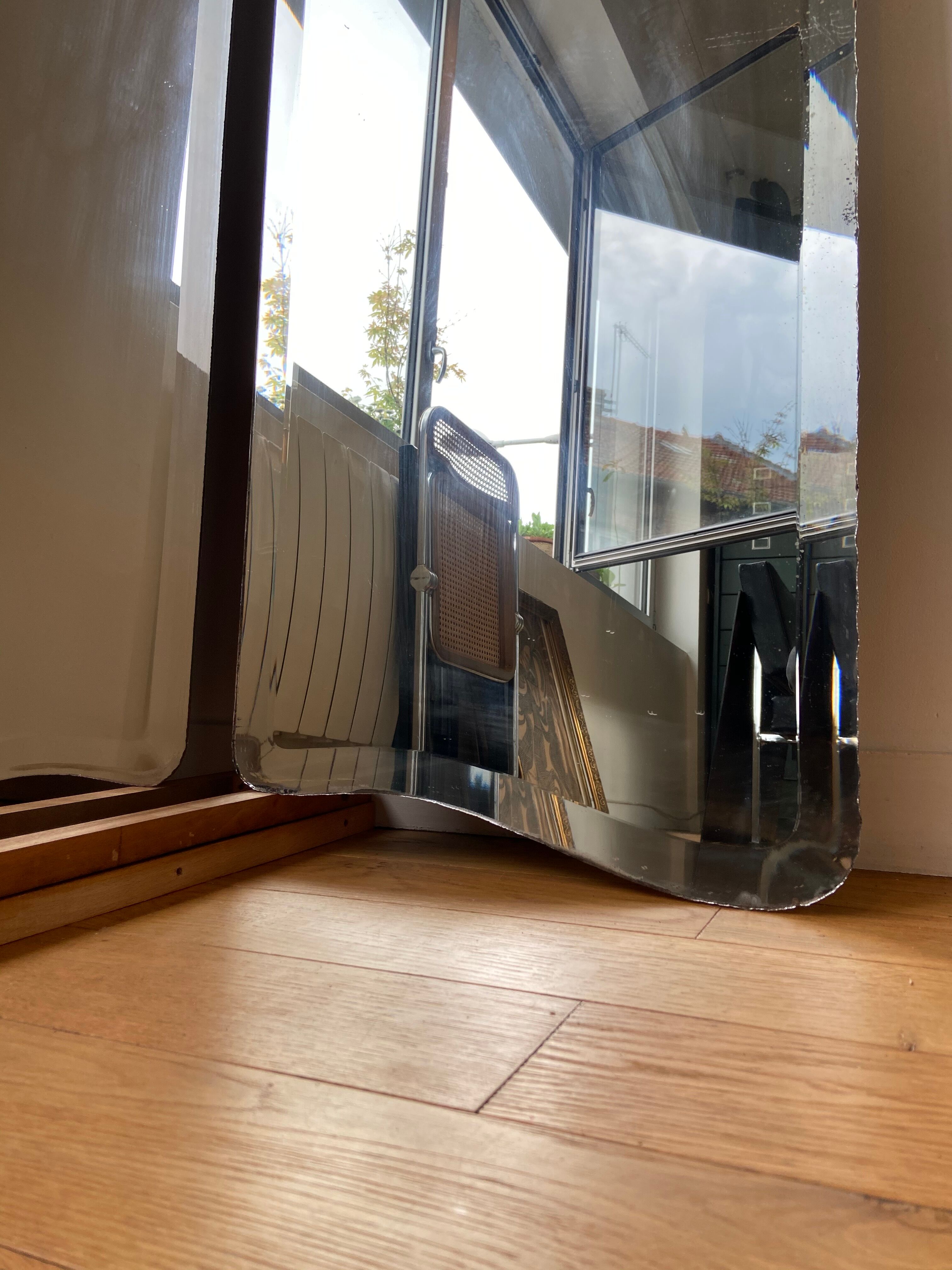 Pair of bevelled mirrors 44.5x168 cm