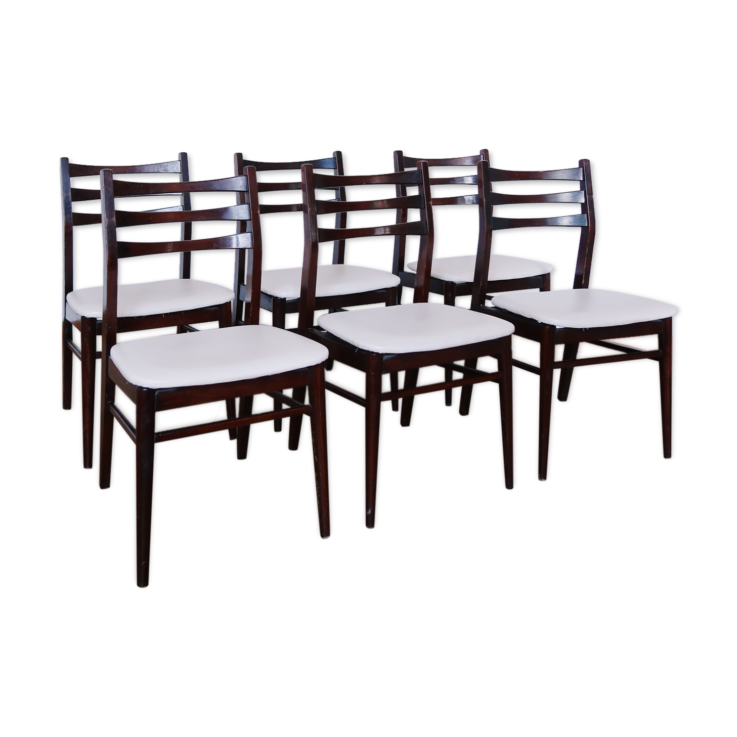 6 Scandinavian chairs skaï white