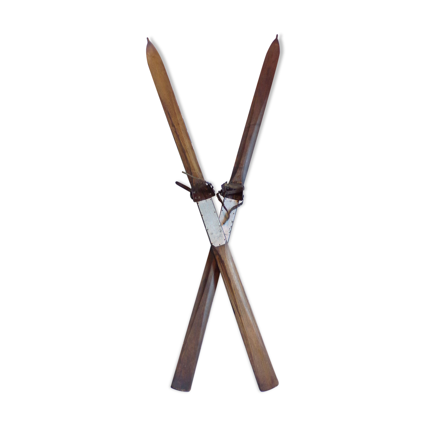 Pair of vintage wooden skis