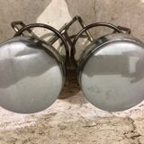 Pair of chrome metal bar stools