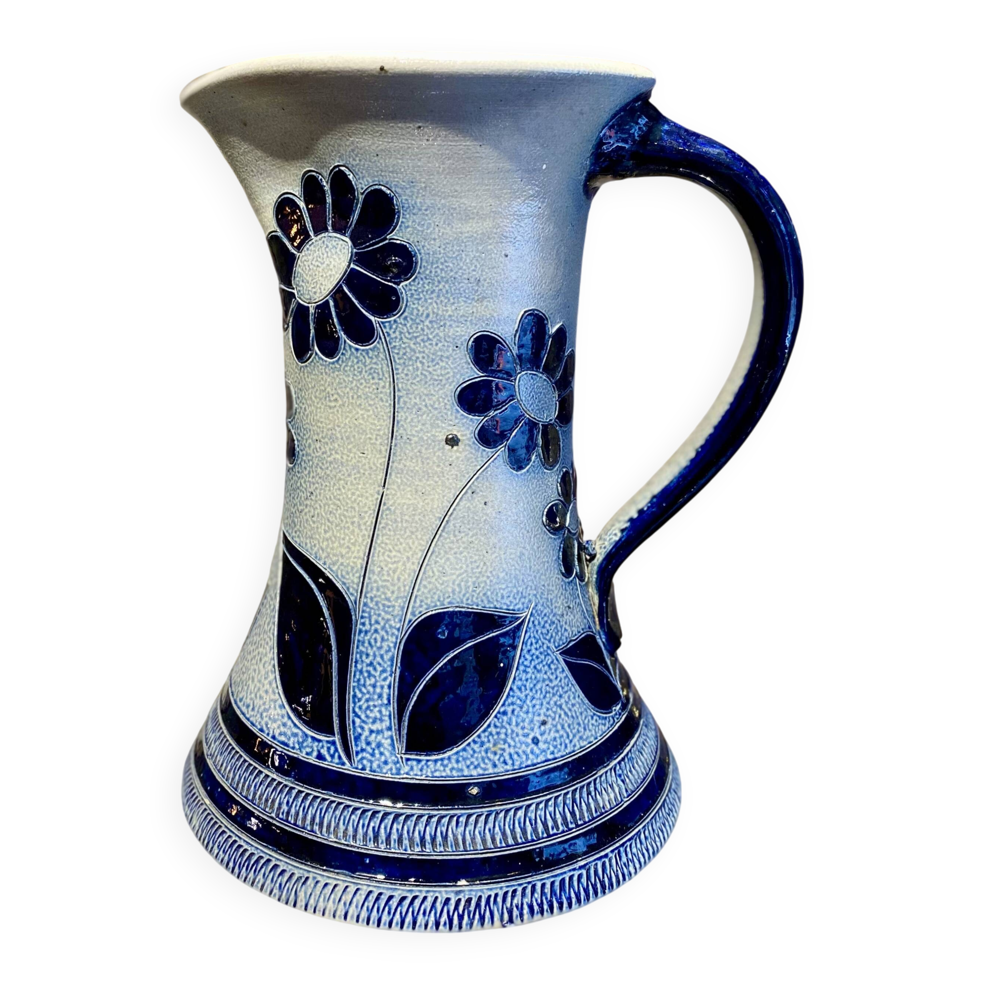 Vintage stoneware pitcher signed La Roche