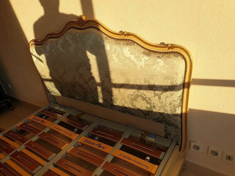 Louis xv basket bed with gilding and box spring