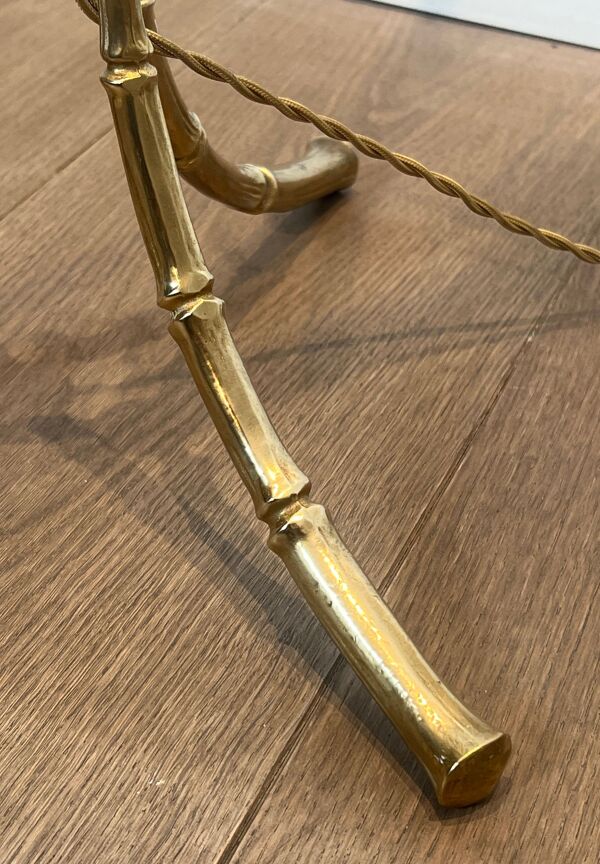 Lampadaire de parquet en bronze façon faux-bambou de la maison Baguès