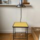 Metal bedside table, scoubidou and chrome lamp